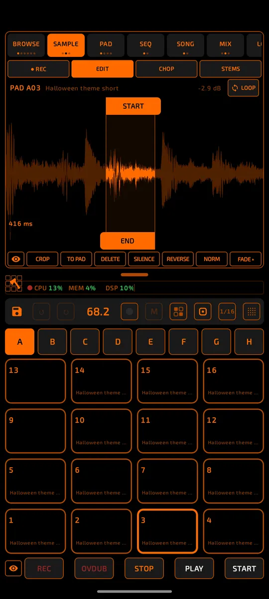 Chop a sample