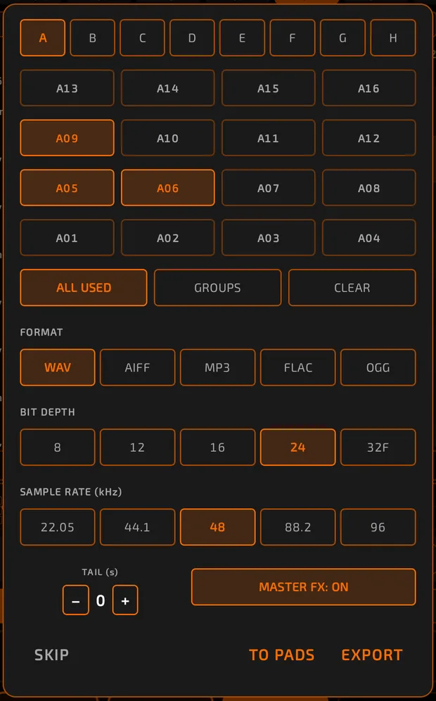 Stems from the song, options