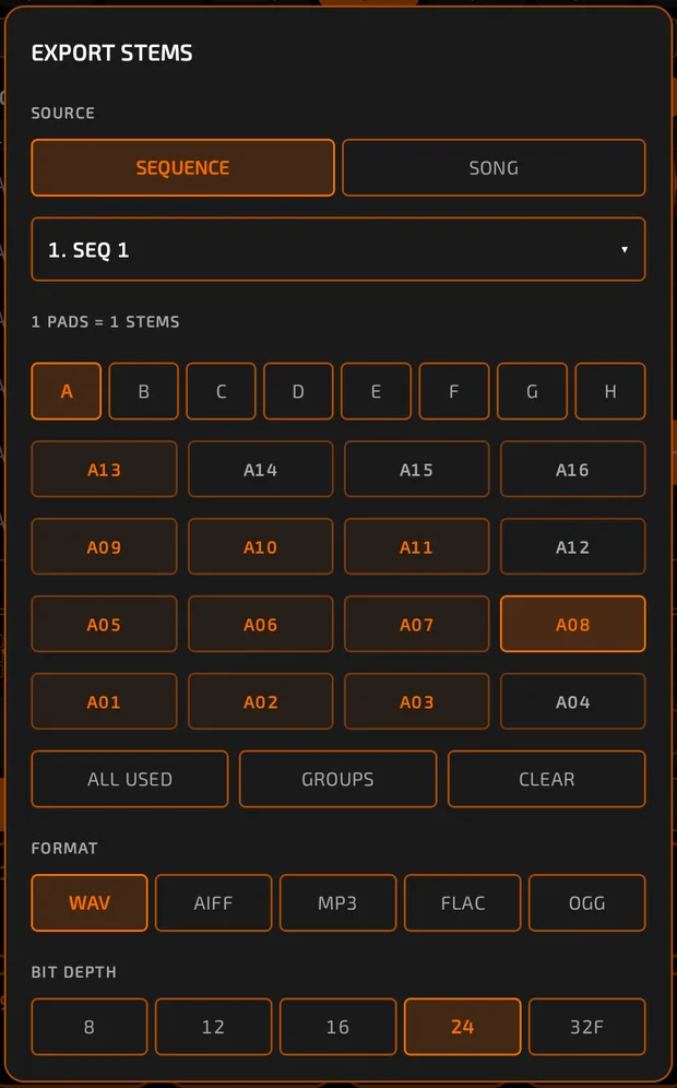Export stems