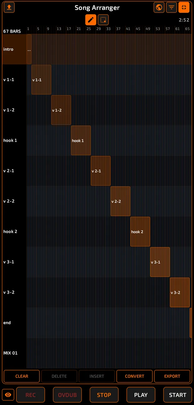 The arranger, full screen